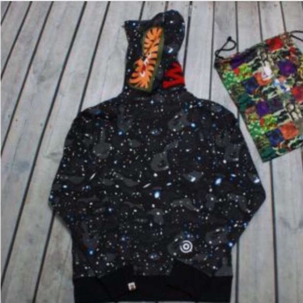 BAPE MEN'S A BATHING APE SPACE CAMO SHARK HOODIE